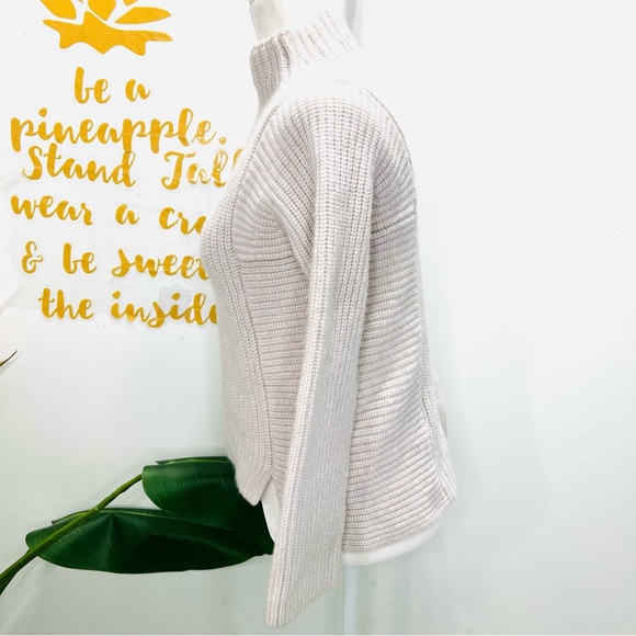INTERMIX Wool Cashmere Cream Off White Mock Neck Sweater Size Small - Picture 6 of 11
